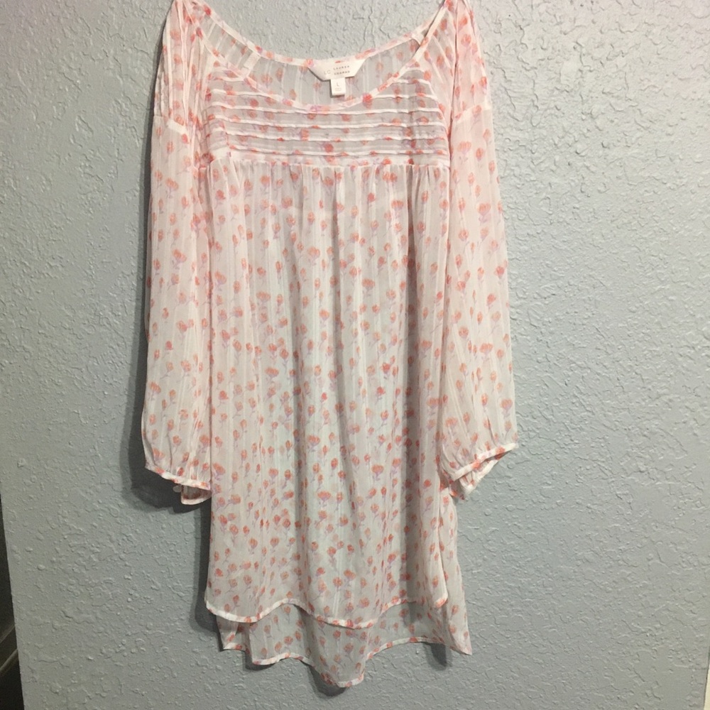 LC Lauren Conrad Sheer floral pattern blouse